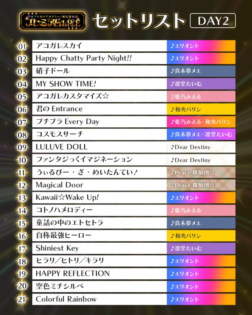 セットリスト DAY2